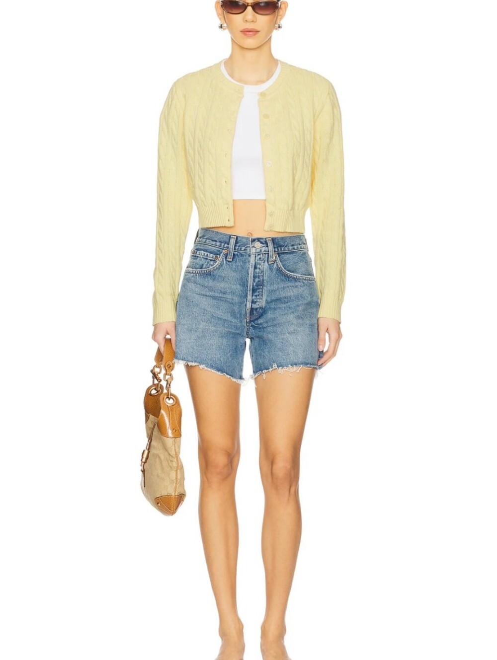 Women's 28 AGOLDE Jeans Cut Off Parker Long Blue Denim Jeans Shorts Button Fly.